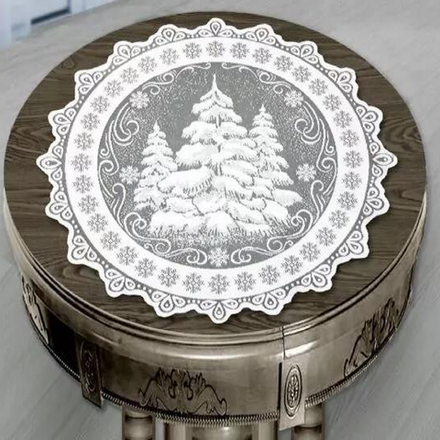 Салфетка ажурная "ФМ. ЁЛКА" рис. 93, 67*64 см, цвет белоснежный, Россия.