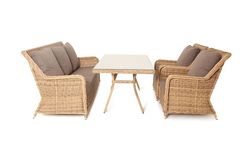 "Гляссе" обеденная группа из искусственного ротанга, цвет соломенный