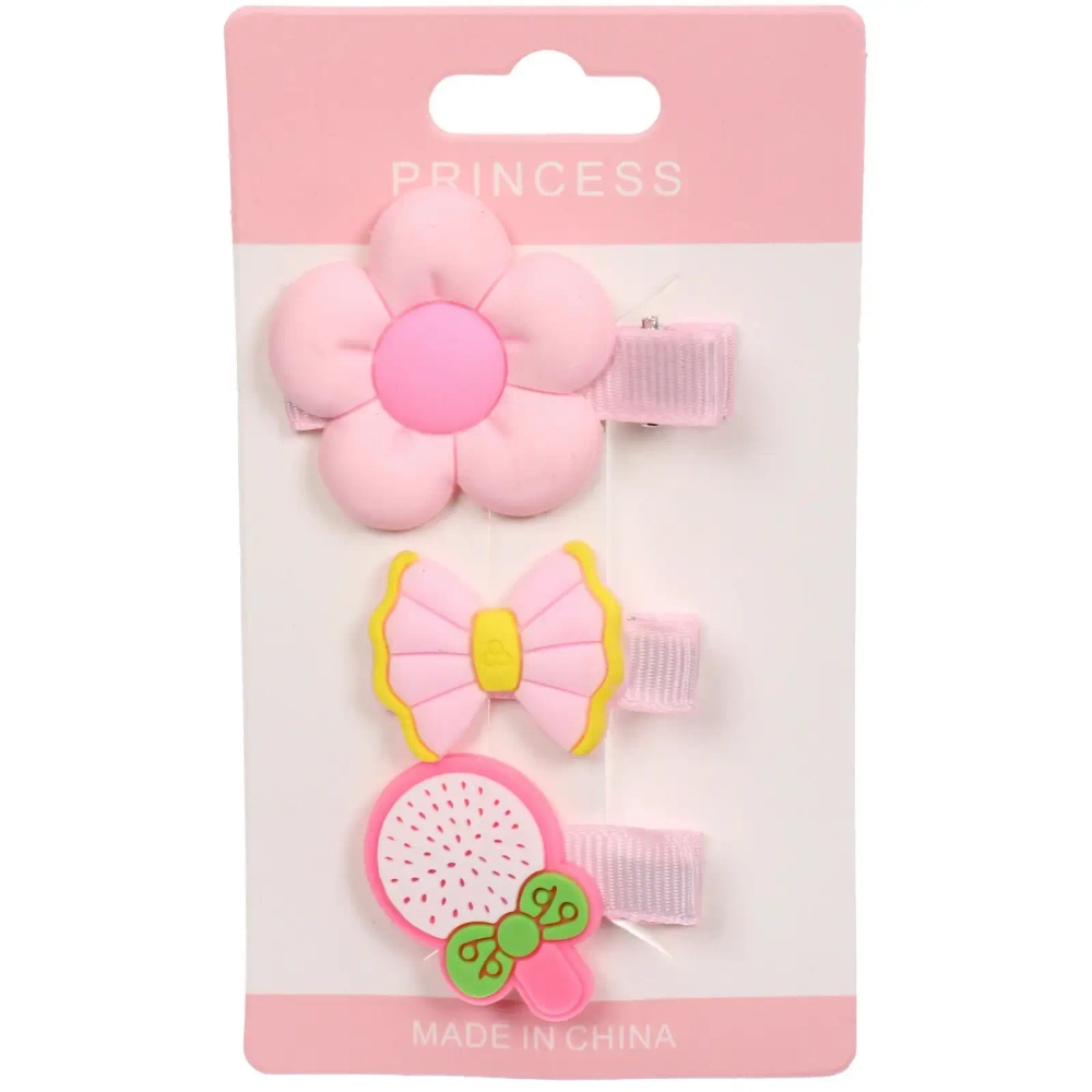 Зажимы для волос детские 3шт на блистере «РОЗОВЫЙ МИР», русалочка, цвет розовый, 5*3,5см (пакет с подвесом)