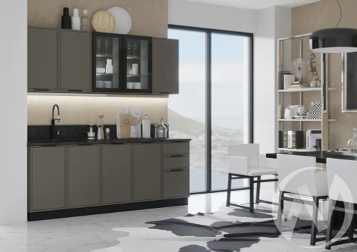 Кухня Николь 2;0м (графит/холст вулканический/кастилло темный) Компоновка №1