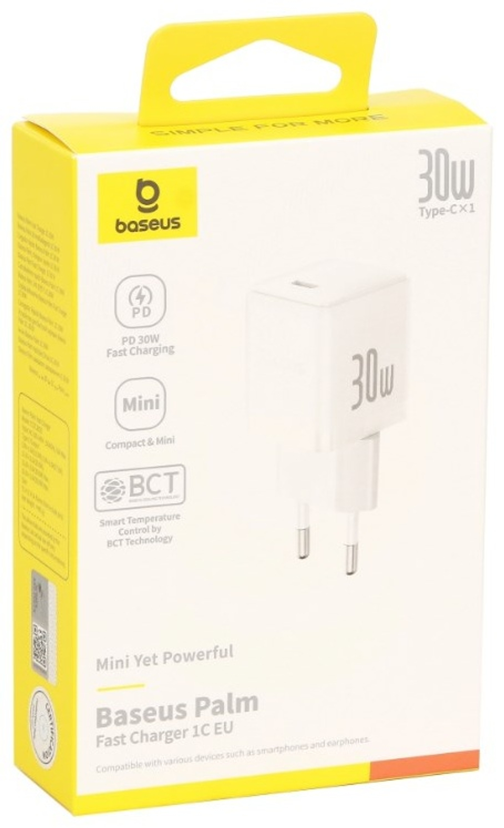 Зарядное устройство Baseus Palm 1C CCZC30CE USB Type-C 30 Вт белый