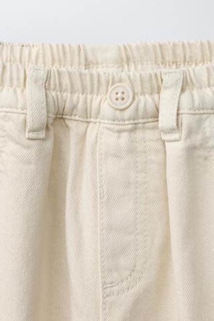 ZARA БРЮКИ BAGGY С ТЕКСТОВЫМ ПРИНТОМ, ЭКРЮ