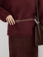 БАЗОВЫЙ ТОНКИЙ РЕМЕНЬ С МЯТОЙ ПРЯЖКОЙ ЗАМША ТЕМНЫЙ ШОКОЛАД