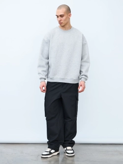 Свитшот оверсайз с начесом (серый меланж)