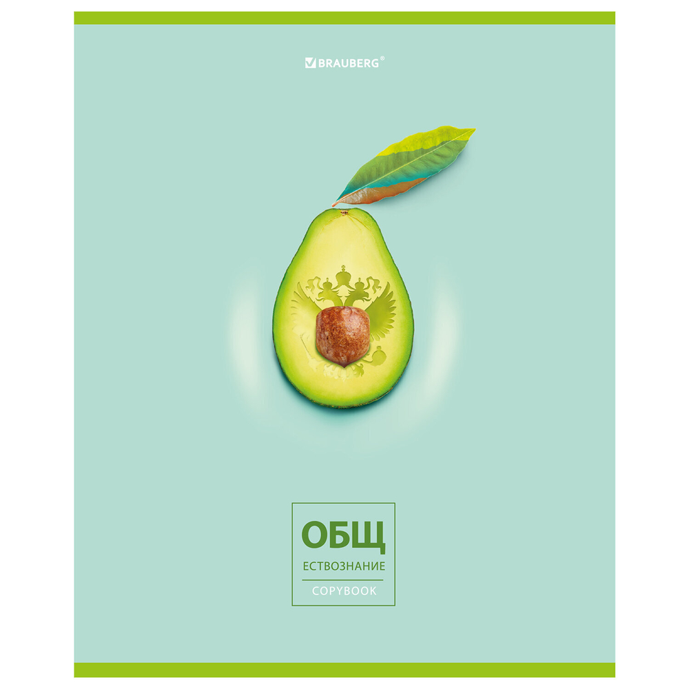 Тетрадь предметная "AVOCADO" 48 л. глянцевый лак ОБЩЕСТВОЗНАНИЕ клетка BRAUBERG (10 штук в упаковке)