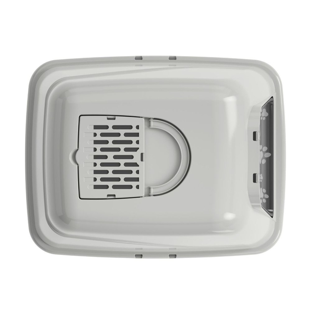 Туалет-лоток для кошек с сетк, с бортиком, закрытый, сер, Альтернатива, М8260