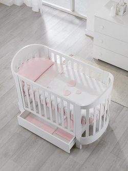 Комплект белья в кроватку Erbesi Ariel 3 предмета белый/розовый