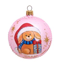 Элита НФШ-1023/2 Ел. украшение Шар «Щенок с подарком» 85 мм розовый