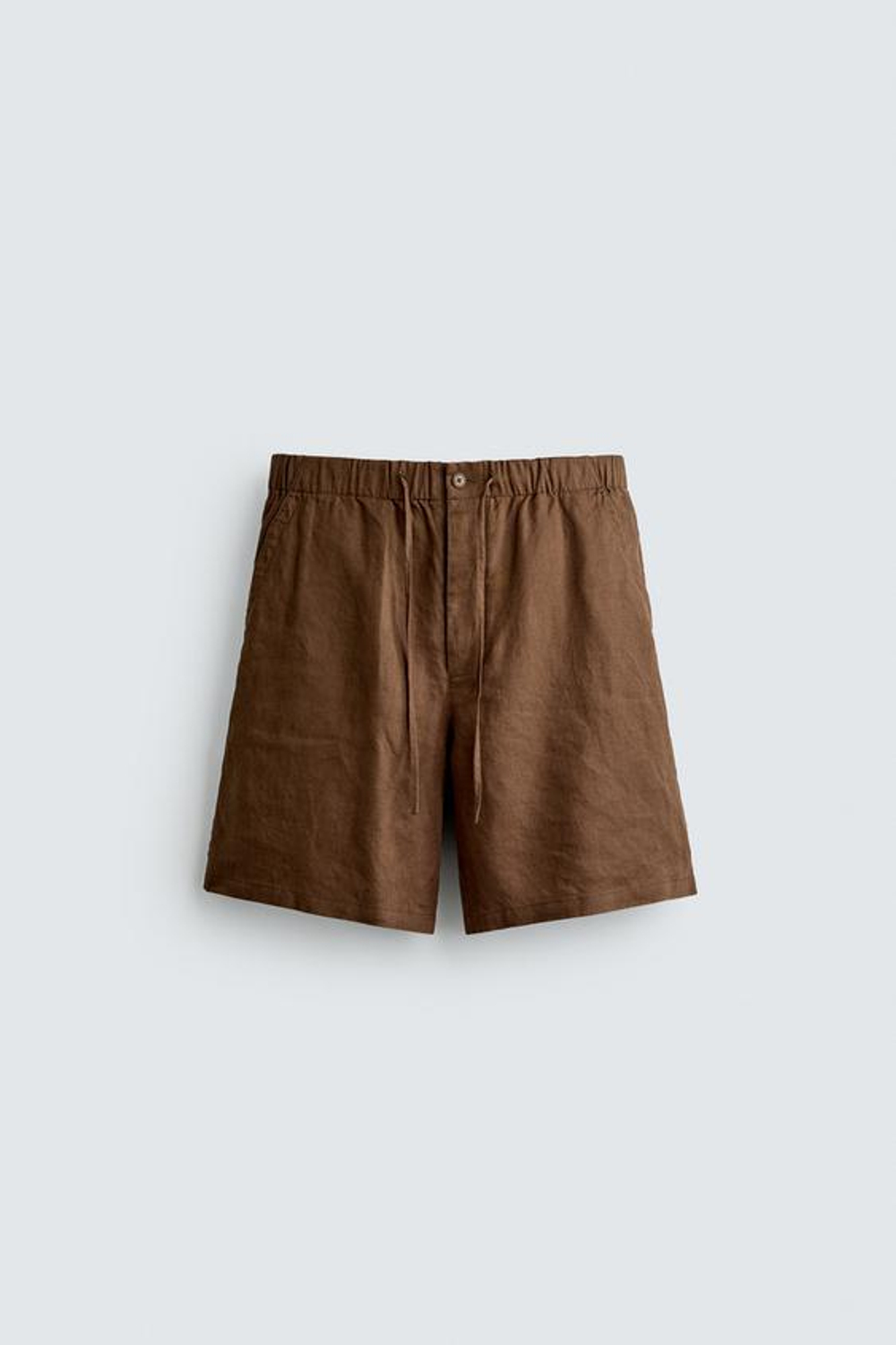 ZARA ШОРТЫ RELAXED FIT ИЗ 100% ЛЬНА, КОРИЧНЕВЫЙ