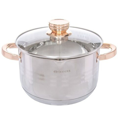 Кастрюля нерж, 4 л, с крыш, Daniks, Вена, SD-Т87-22, индукц