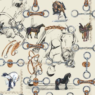 Винтажный дизайн лошади и сбруя