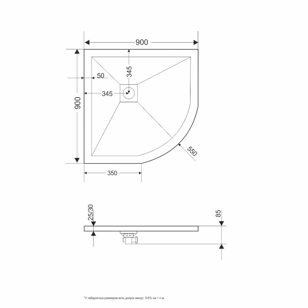 Душевой поддон полукруглый RGW ST/R-Tr Терракот 900x900