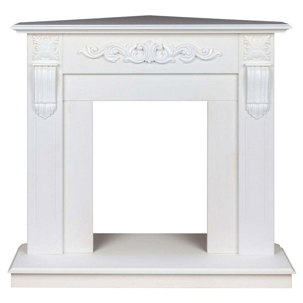 Портал каминный из МДФ угловой RealFlame Dominica Corner белый матовый, под очаги (Majestic, Fobos, Eugene, 3D Olympic)