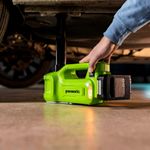 Домкрат автомобильный гидравлический аккумуляторный Greenworks Арт. 3401407UA, 24V, c АКБ 2Ач и ЗУ в сумке