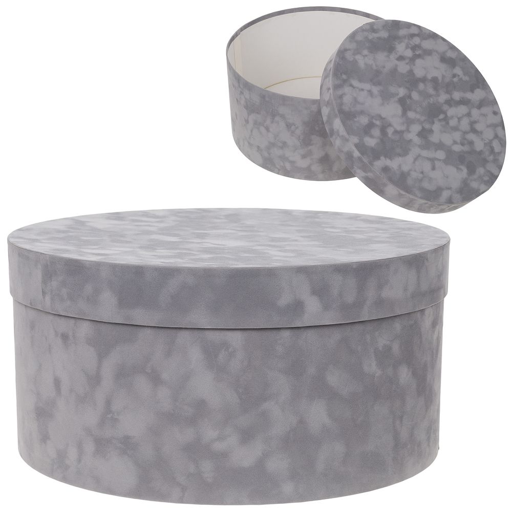 Коробка шляпная (бархат) D40xH20см (Серый)