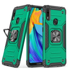 Противоударный чехол Strong Armour Case с кольцом для Huawei Y6 2019 / Y6 Pro 2019 / Y6 Prime 2019 (Зеленый)