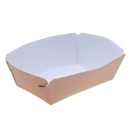 Контейнер бумажный Crystal Box 400мл без крышки 140х100х70 мм, крафт с скругленное дно