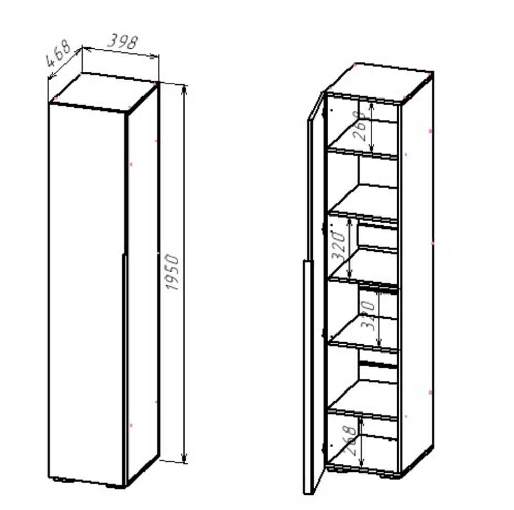 АЙРИ Шкаф ШК-001 (1ств.) Корпус - Кашемир 2,75