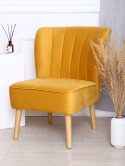 Кресло "Donatello" антивандальный велюр горчичный/натурал