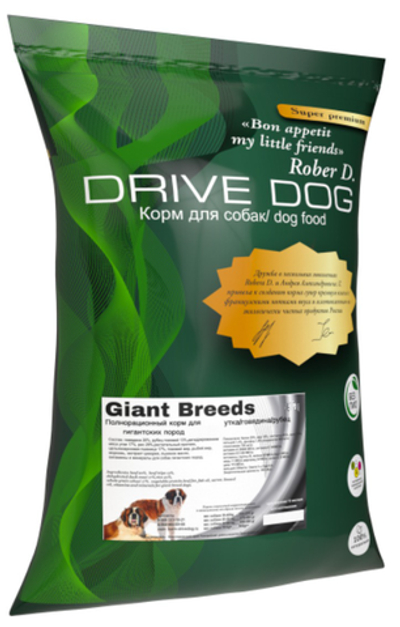 DRIVE DOG Giant Breeds полнорационный корм для собак гигантских пород утка с говядиной и рисом