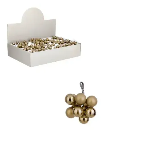 Гроздь стеклянных шаров Ягодный хоровод 2 см., 10 шт., шампань, Christmas DeLuxe (87659)