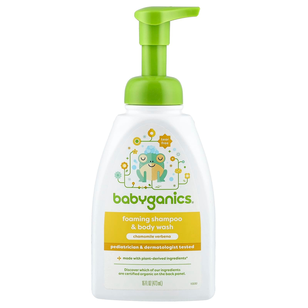Babyganics, Пенящийся шампунь и гель для душа, ромашка и вербена, 473 мл (16 жидк. унц.)