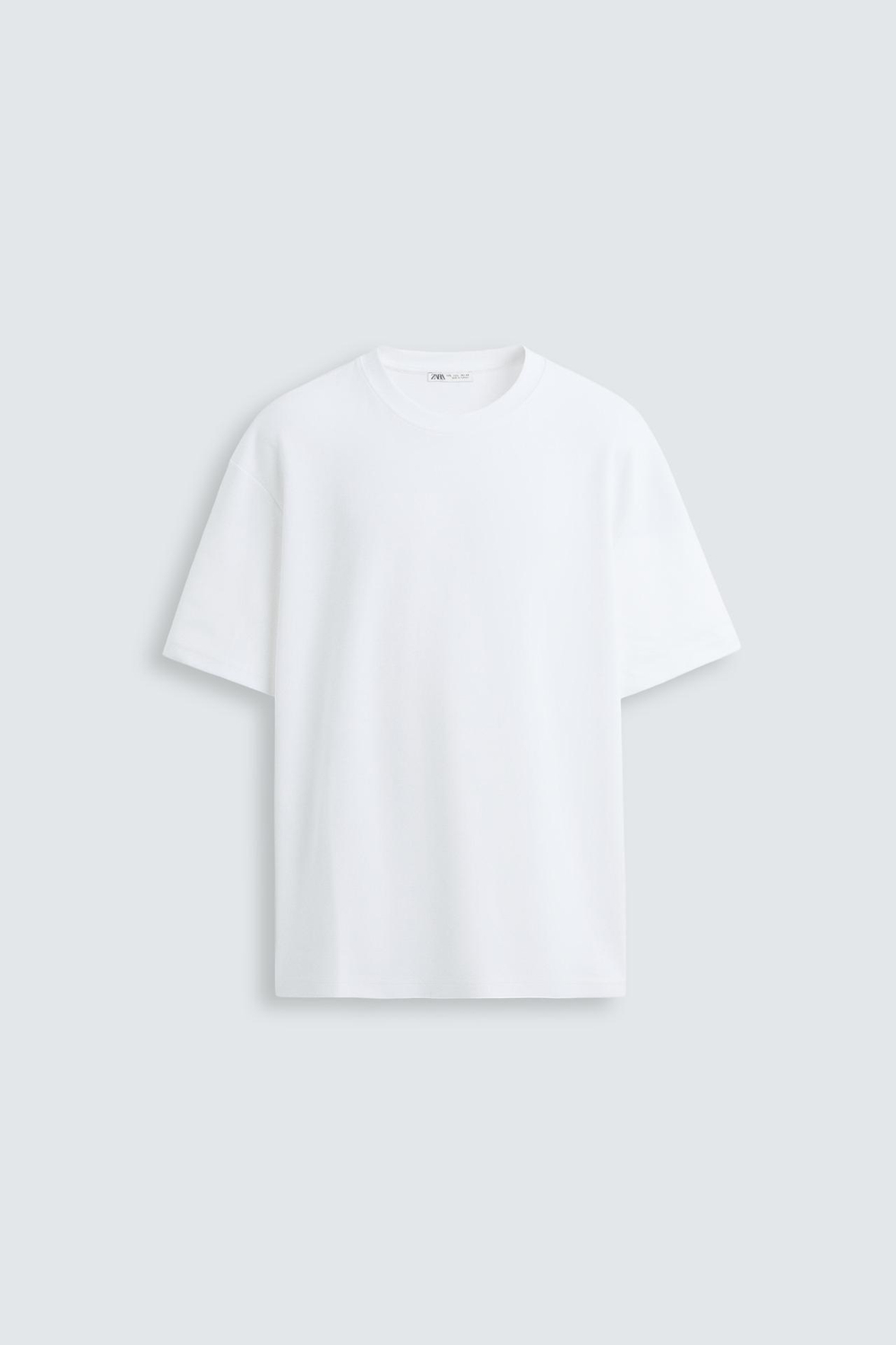 ZARA ФУТБОЛКА RELAXED FIT INTERLOCK, БЕЛЫЙ