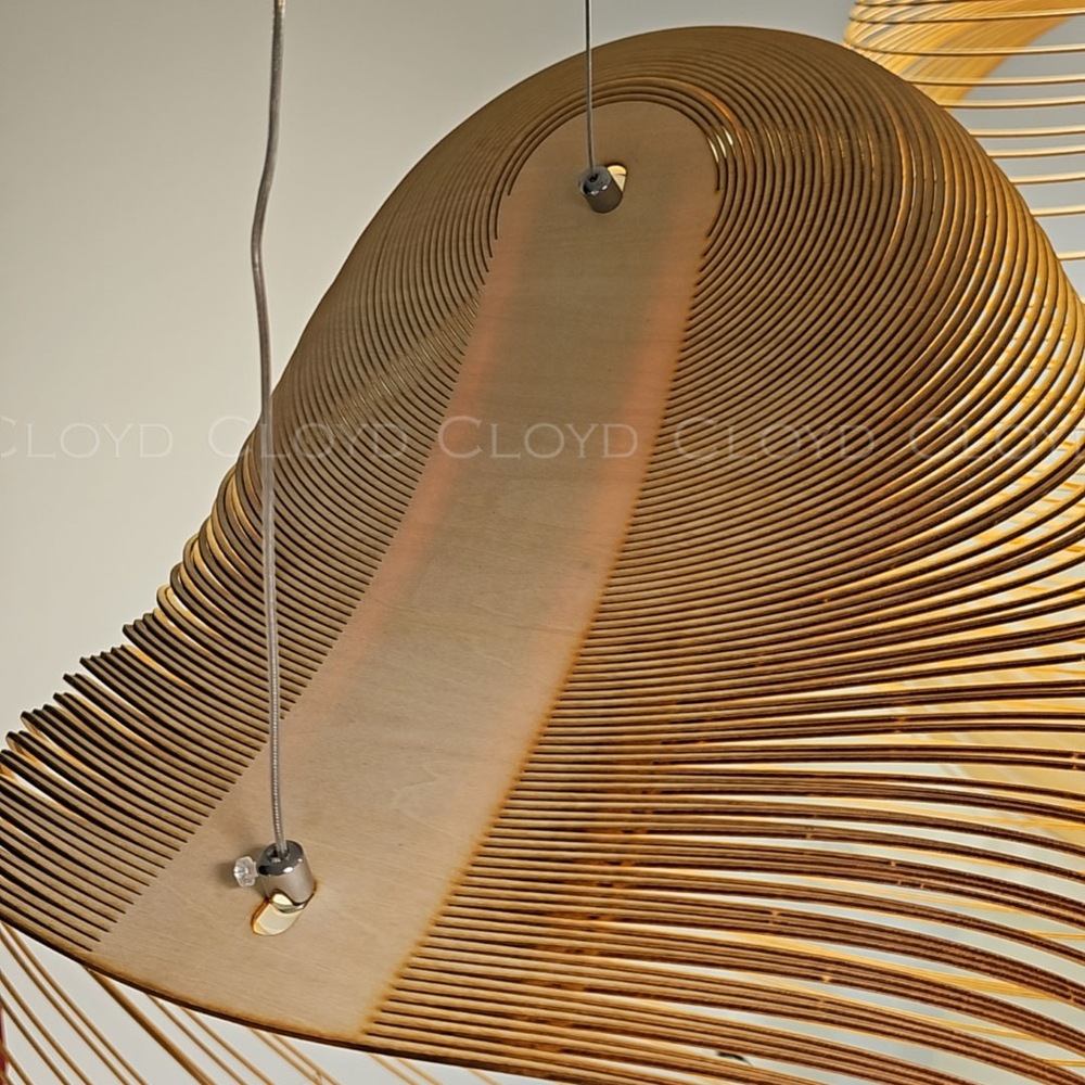 Подвесной светильник Cloyd FUETE P1 / шир. 40 см - дерево - белый (арт.11413)