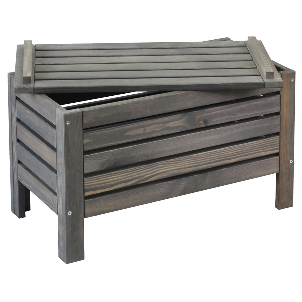 Сундук скамья деревянный для хранения вещей Эпларо для мангала и для сада, графит