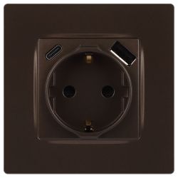 Розетка ЭРА Серия 12 12-4108-13 2P+E 16A-250В со шторками с USB type-A+C 5В-3А бронза