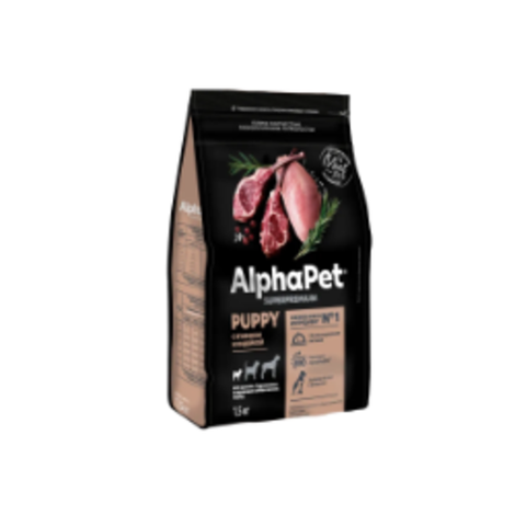 Сухой корм для щенков, беременных и кормящих собак мелких пород AlphaPet Superpremium (АльфаПет) с ягненком и индейкой, 1,5 кг