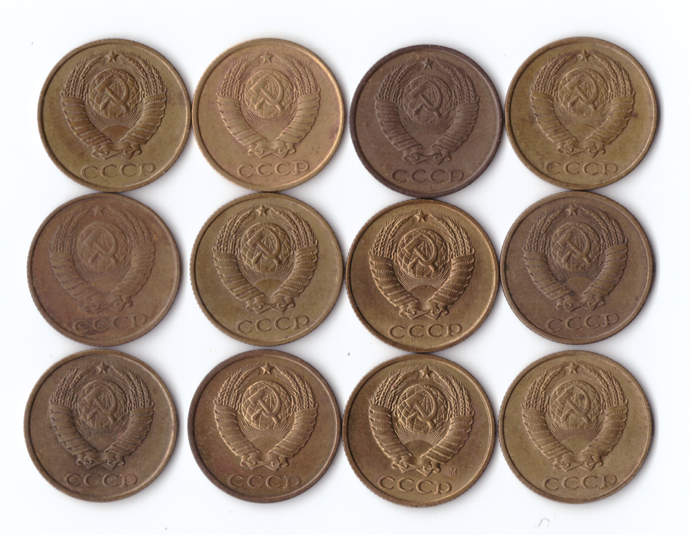 Набор монет (12шт) 2 копейки 1980-1991гг. XF