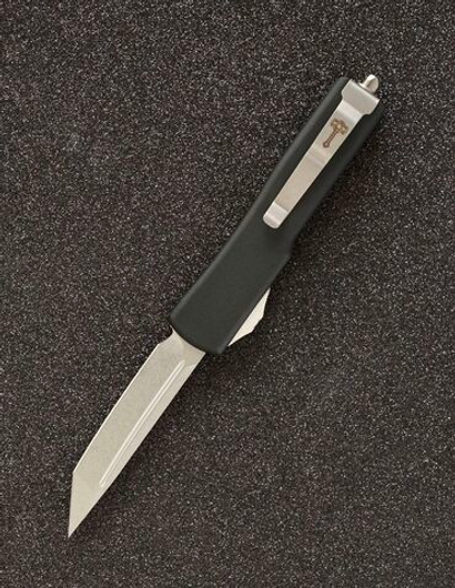 Автоматический складной нож SteelBro UTX-70 T/E Tanto Stonewash 149-10 (черный) фронталка/выкидуха