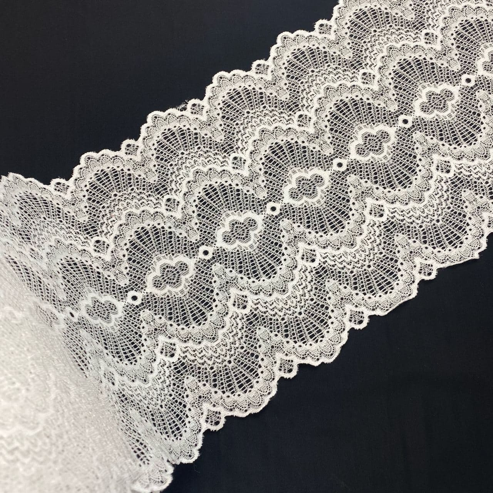Кружево эластичное белый/серый 20 см
