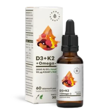 Aura HerbalsbВитамин D3 + K2MK7 + Омега 3 капли, 30 мл