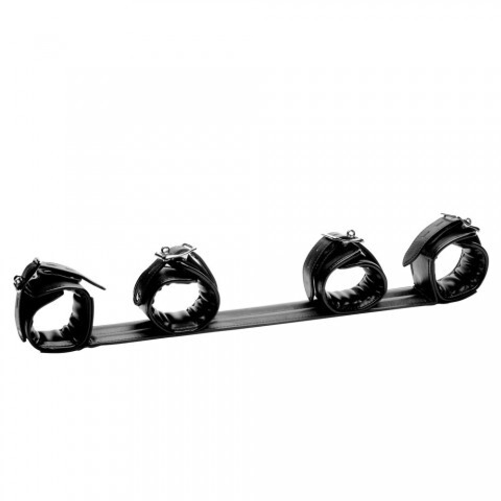 Strict Deluxe Rigid Spreader Bar - БДСМ распорка с манжетами для рук и ног, 40.6 см (чёрный)