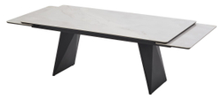 Стол ШЕРЛ  200 CRYSTAL ONIX BIANCO, керамика / Черный каркас М-City