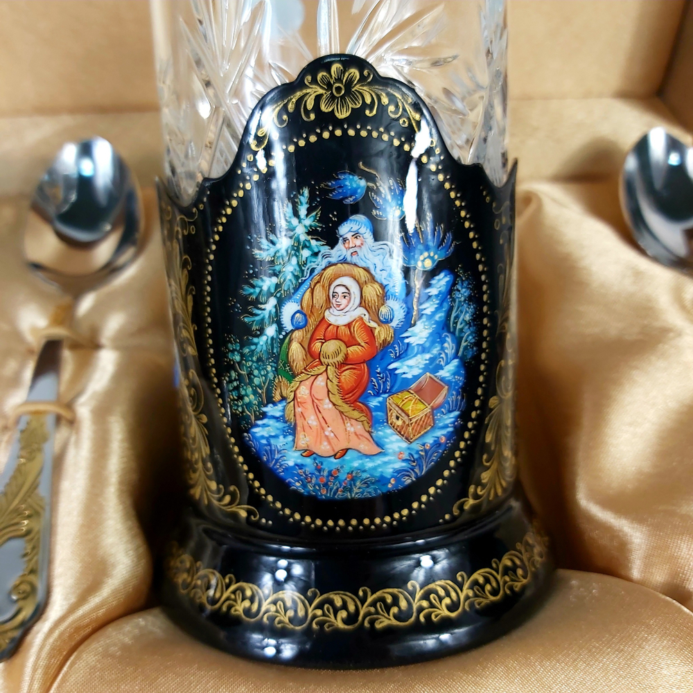 Чайный набор подстаканников (Ручная роспись Палех) №11