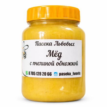 Мед с пчелиной обножкой Пасека Львовых 350 гр