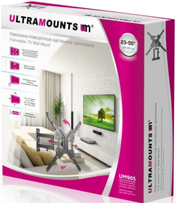 Кронштейн для телевизора Ultramounts UM 905 черный 23;-55; макс.30кг настенный поворотно-выдвижной и наклонный