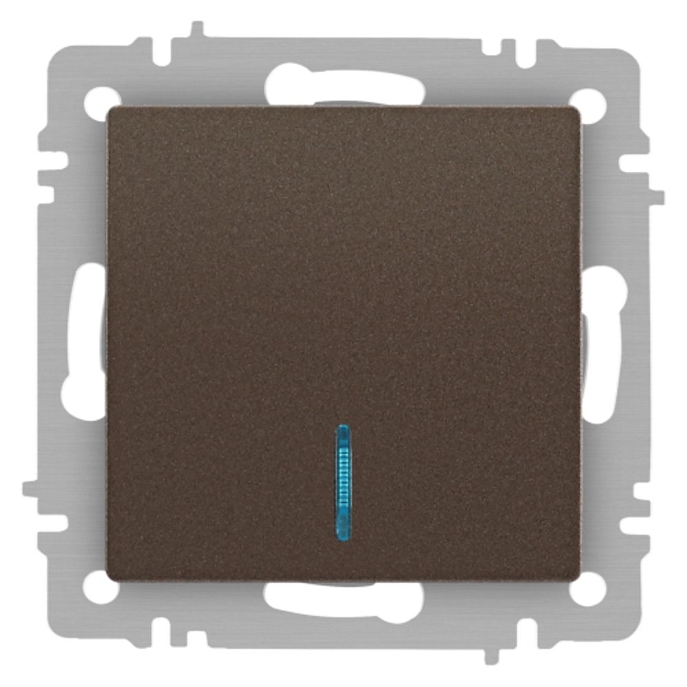 Выключатель Intro Accent 6-102-08 с подсветкой, 10А-250В, IP20, СУ, AL/CU, бронза | Intro