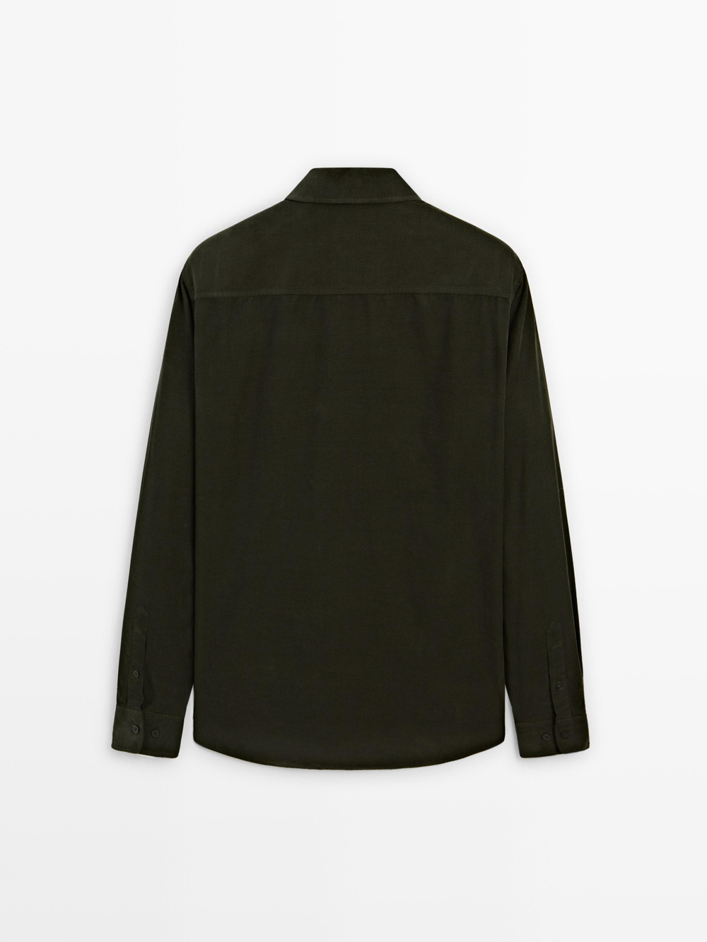 Massimo Dutti Рубашка прямого кроя в рубчик, зеленый