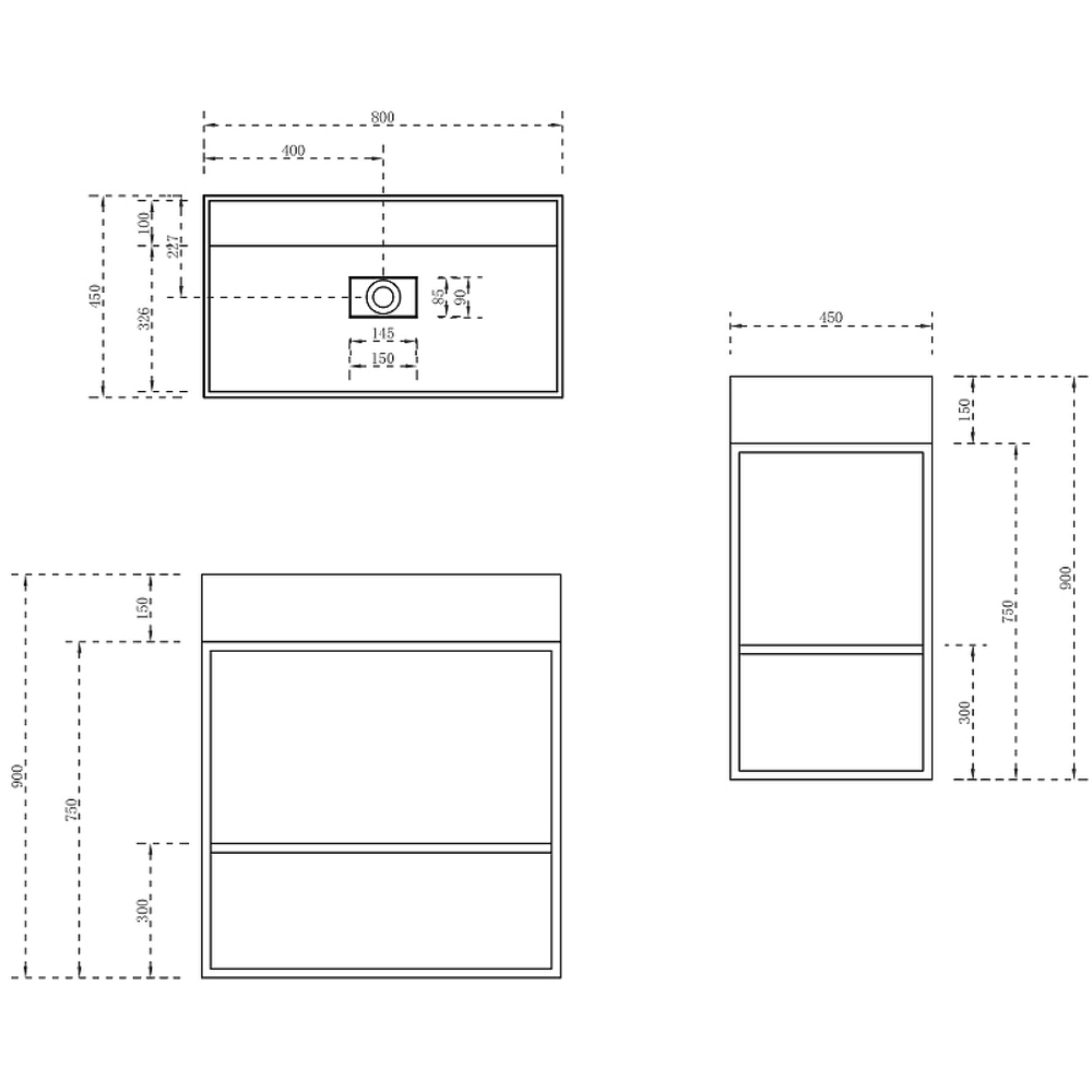 Консоль с раковиной Abber Stein 80 AS2630 Белая матовая