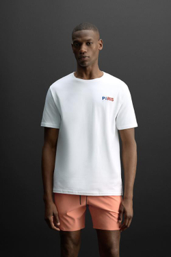 ZARA ФУТБОЛКА С ПРИНТОМ PARIS, БЕЛЫЙ