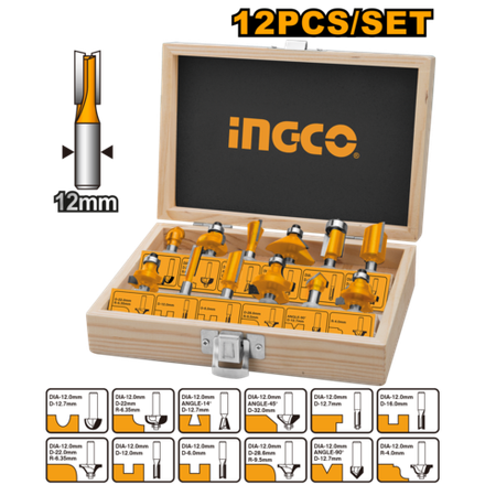 Набор фрез по дереву INGCO AKRT1221 12 шт. 12 мм