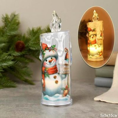 Свеча светодиодная 15*5см "Снеговик" NC-15