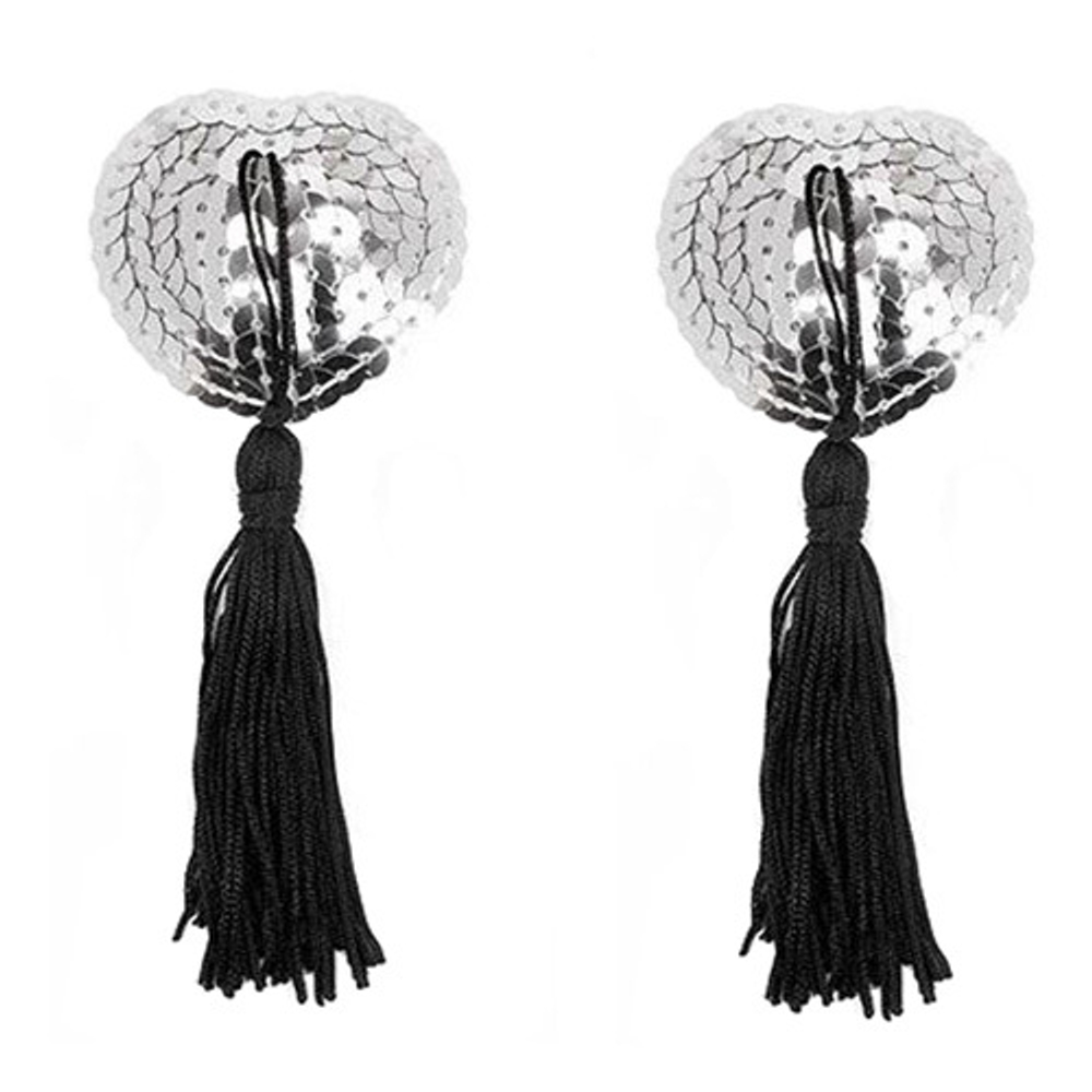 Серебристые пэстисы-сердечки с черными кисточками Bior Toys Notabu NTB-80593