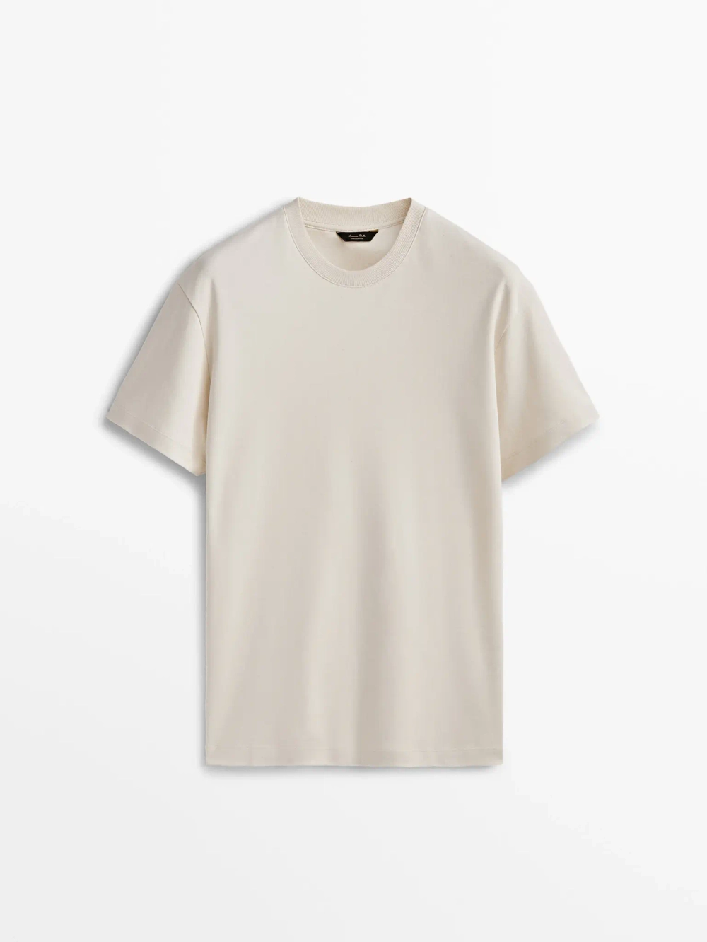 Massimo Dutti ФУТБОЛКА С КРУГЛЫМ ВЫРЕЗОМ, НАТУРАЛЬНЫЙ, КРЕМОВЫЙ