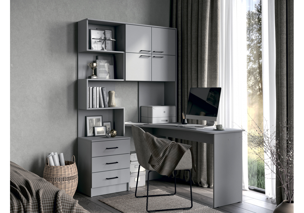 Компьютерный стол Woodville Эльброни правый шиншилла серая