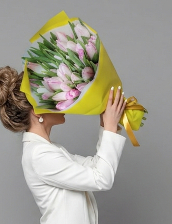 Букет из розовых тюльпанов